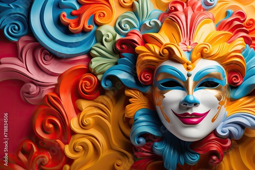 colorful carnival mask with feathers illustration