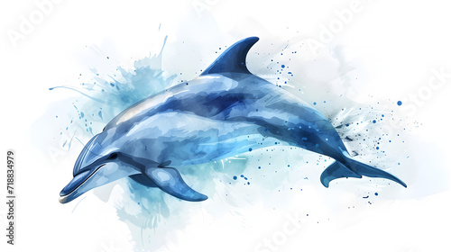 A watercolor-style logo of a swimming dolphin © AlphaStock