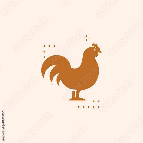 Hen  chicken. Vintage logo  retro print  poster for Butchery meat shop  hen silhouette. Logo template for meat business  meat shop.