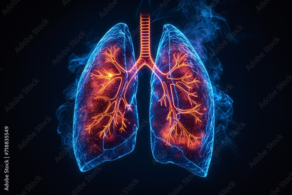 Lung Vapors: A Glowing Blue Lung Exhibit Generative AI Lung Vapors: A Glowing Blue Lung Exhibit Generative AI