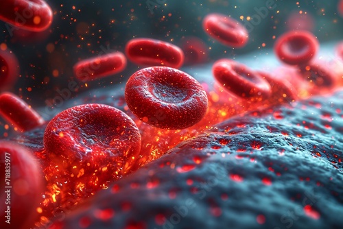 Bloody Heartbeat: A Red Blood Cell's Journey Through Time Generative AI photo