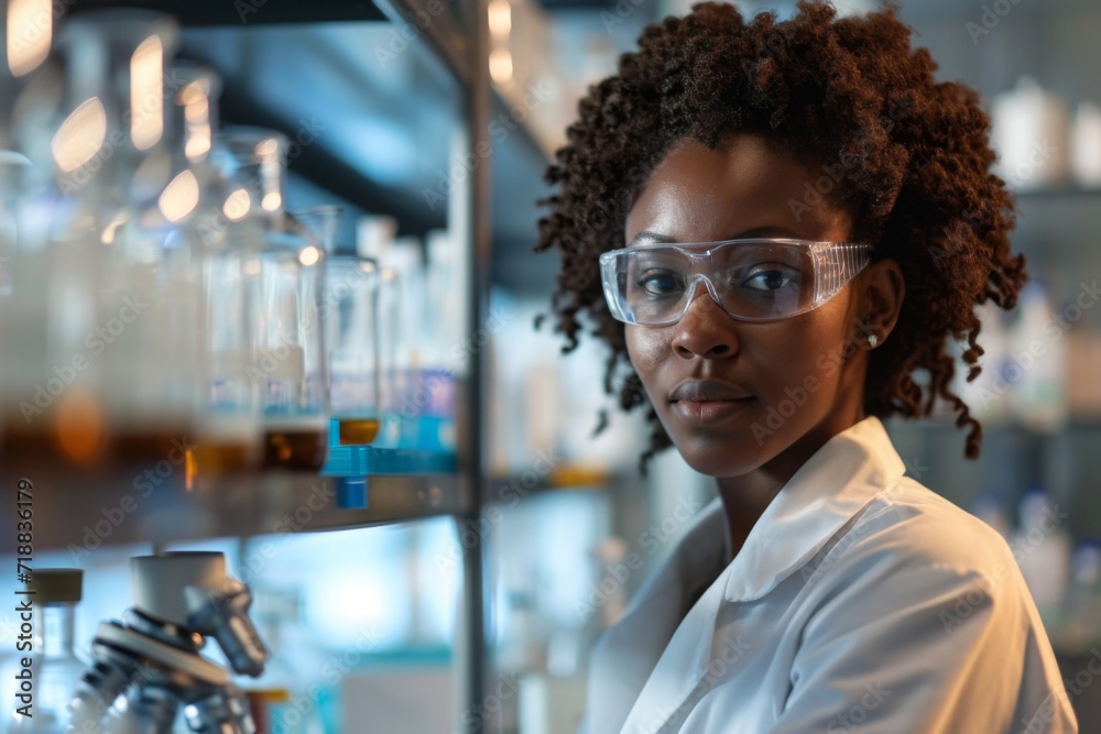 Afro-American woman doctor or scientist in laboratory Afro-American woman doctor or scientist in laboratory