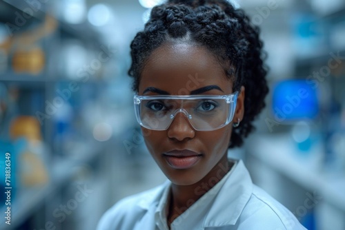 Afro-American woman doctor or scientist in laboratory