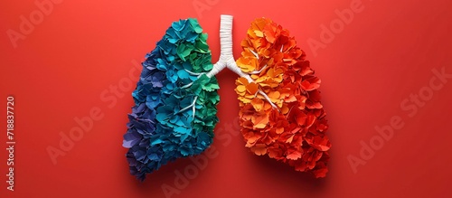 Colorful Lungs: A Vibrant Display of the Respiratory System Generative AI photo