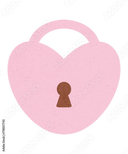 Pink Heart Shaped Padlock, Pink Valentine's Padlock han d drawn transparent background