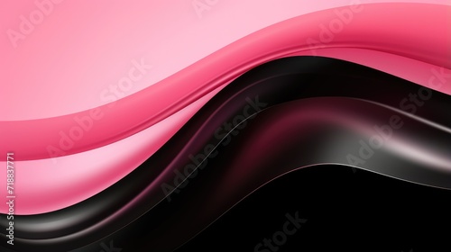 Abstract Pink wave lines on black background. Pink flow wave design element on dark background. Science technology design..