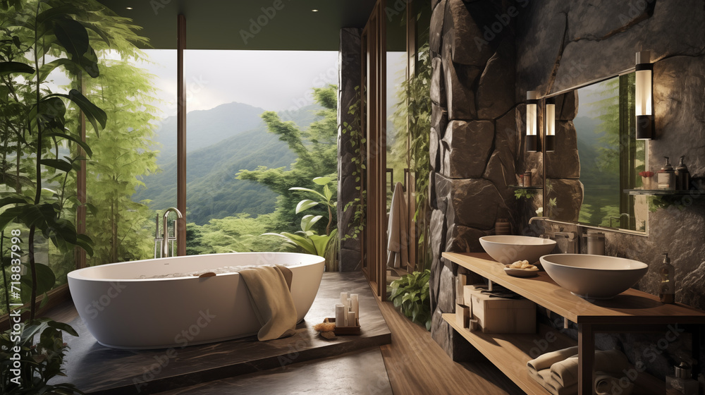 Fototapeta premium Bathroom design nature inside architecture 