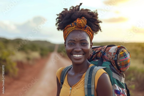 Beautiful young African woman travel