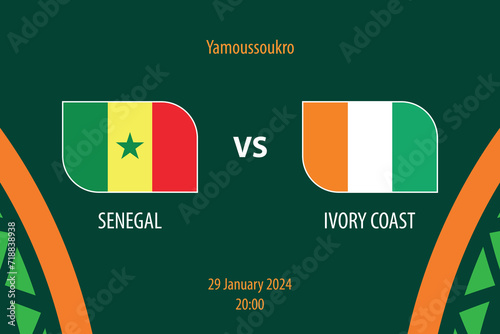 Senegal vs Ivory Coast soccer scoreboard broadcast template for africa 2023