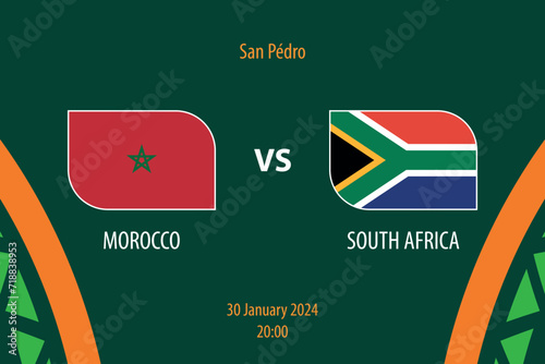 Morocco vs South Africa soccer scoreboard broadcast template for africa 2023