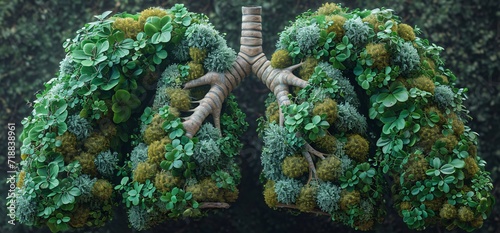 Lung Tree - A creative title that combines the concept of a lung with the trend of incorporating plants and trees into interior design.  Generative AI photo