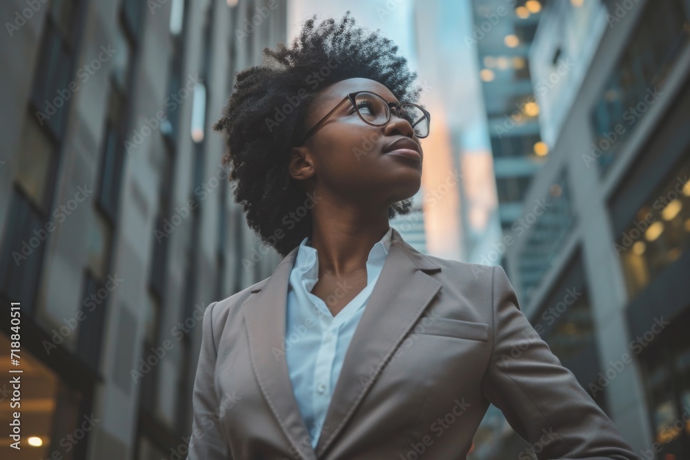 Fototapeta premium Afro-American business woman working in office