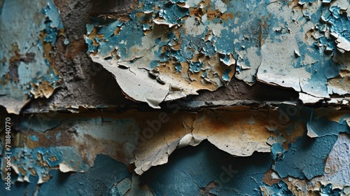 Vintage Wallpaper Fragment on Decaying Wall: Aged and Ripped Texture Background