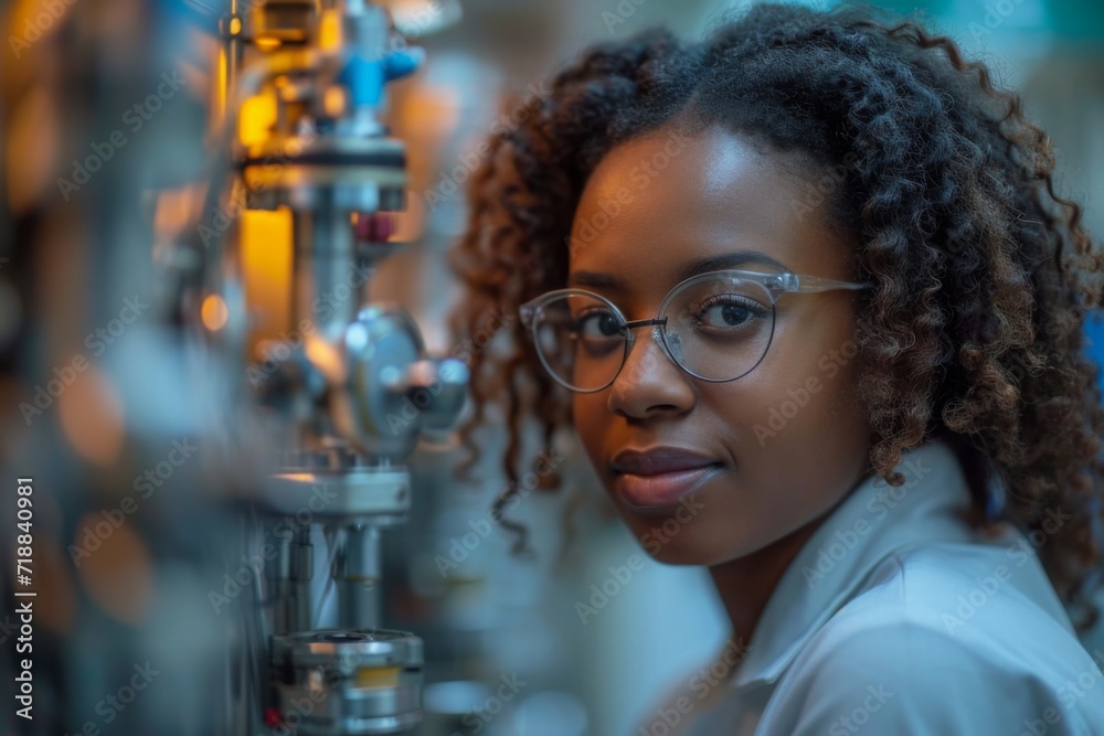 Afro-American woman engineer in technology center Afro-American woman engineer in technology center