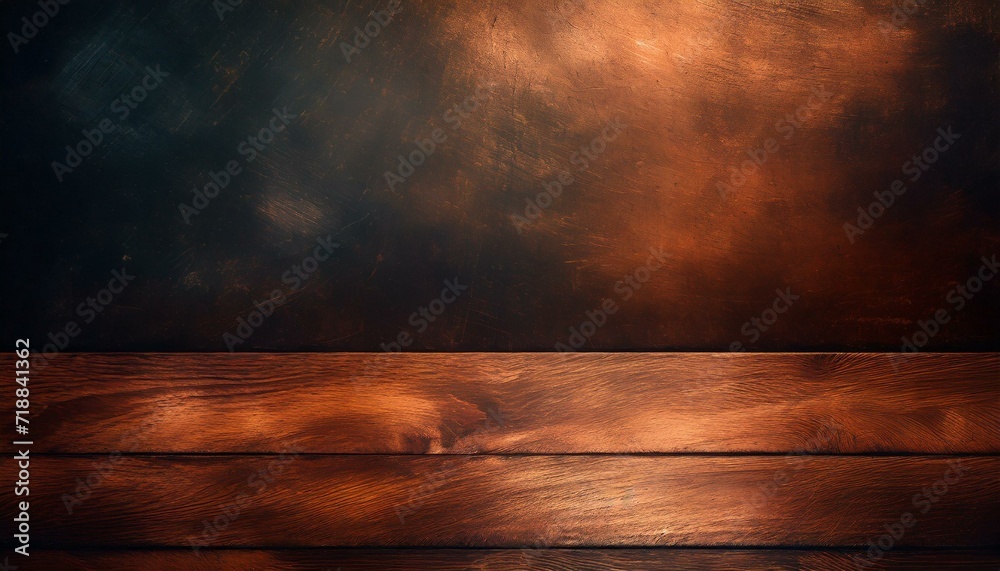 a rich, dark copper background seamlessly blending into a black wood floor, creating a sophisticated and luxurious atmosphere. a rich, dark copper background seamlessly blending into a black wood floor, creating a sophisticated and luxurious atmosphere.