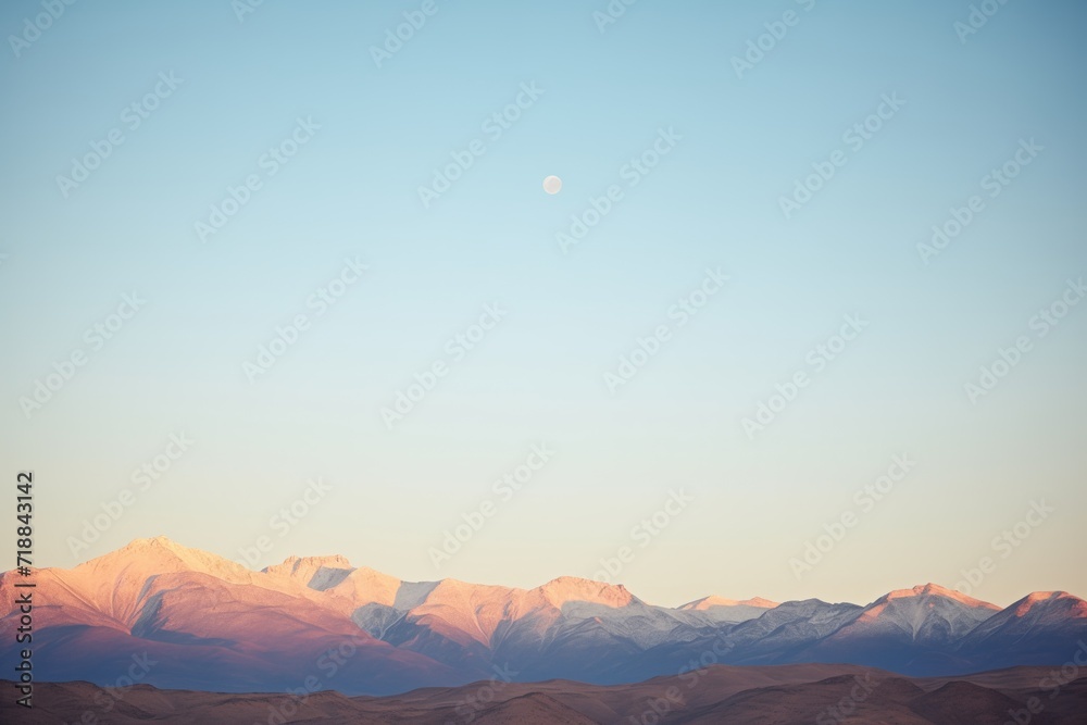 moonrise over a mountain range at twilight