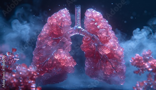Pink Lung Tissue: A Glimpse into the Human Respiratory System Generative AI photo
