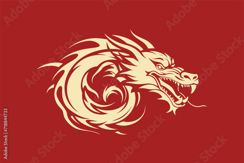 Chinese dragon symbol red background 