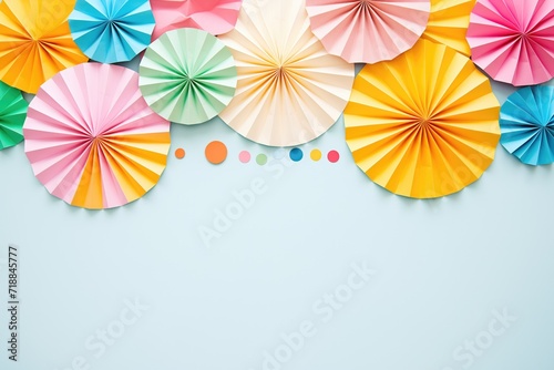 brightly folded paper fans arranged in a circle