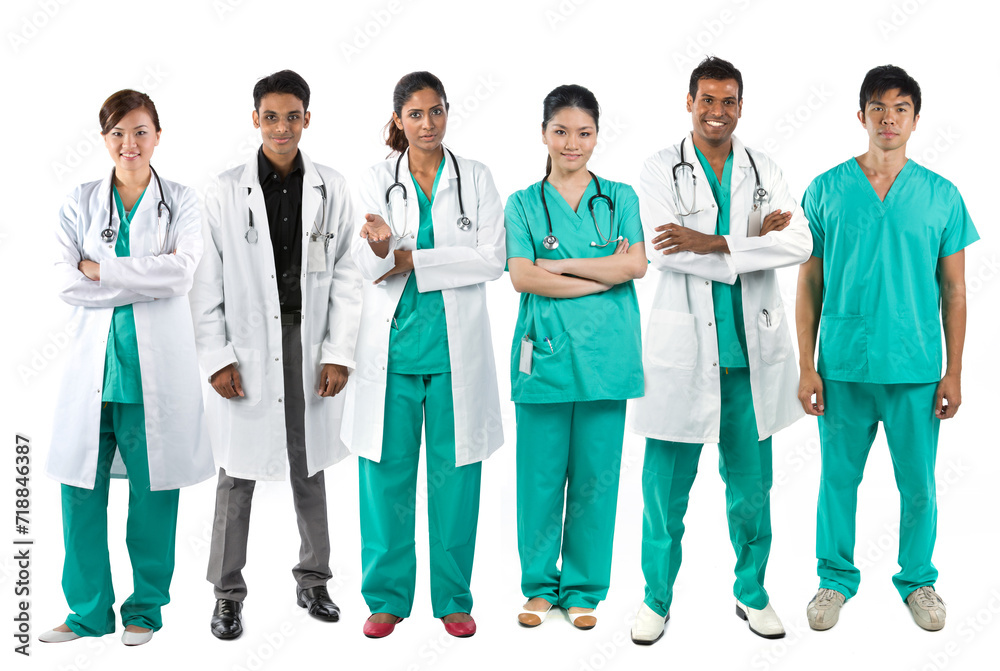 Full length Portrait of multiracial doctor's & nurses. Full length Portrait of multiracial doctor's & nurses.