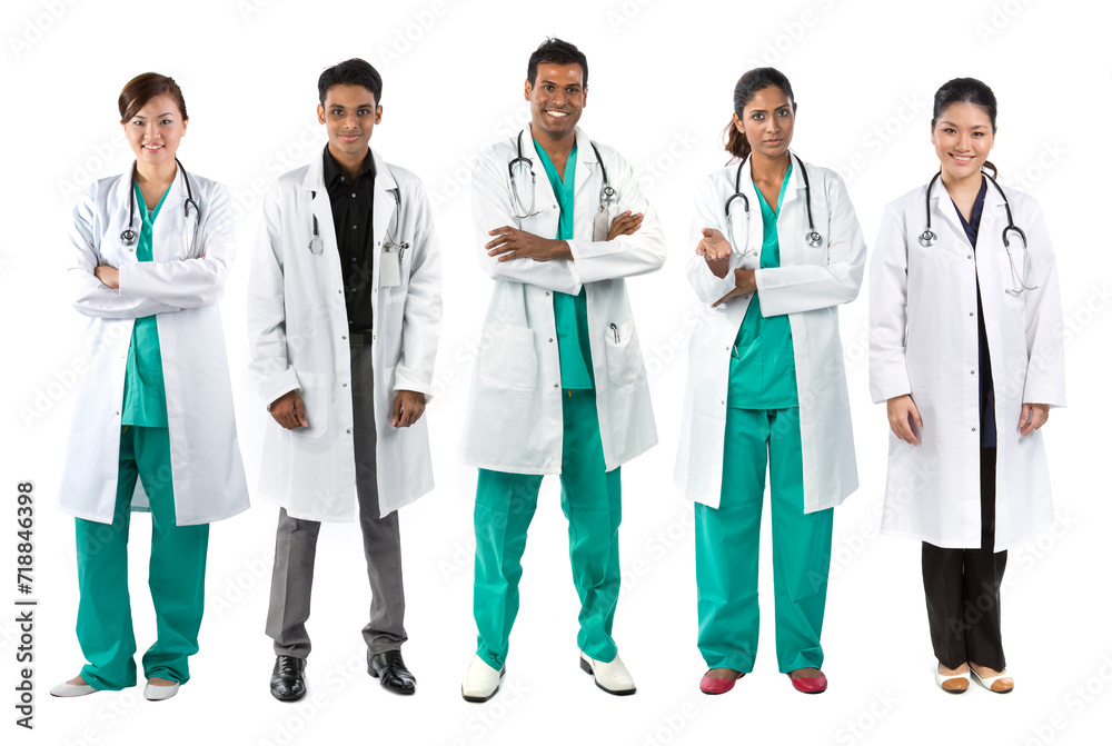 Full length Portrait of multiracial doctor's & nurses. Full length Portrait of multiracial doctor's & nurses.