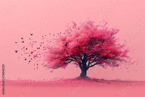 Pink Blossoms in the Springtime Generative AI © graphic