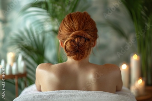 Woman in massage studio or spa salon