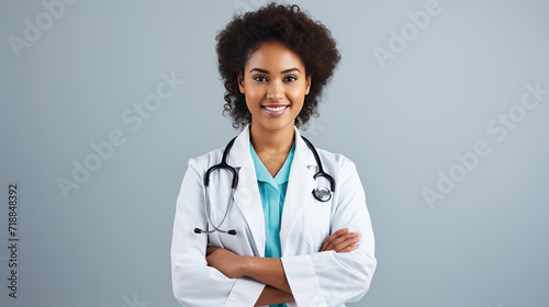 Portrait Of Mature Female Doctor Wearing White Coat Standing Confidently