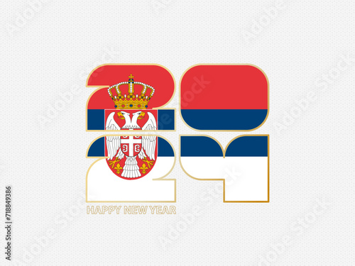 Abstract numbers 2024 with flag of Serbia.