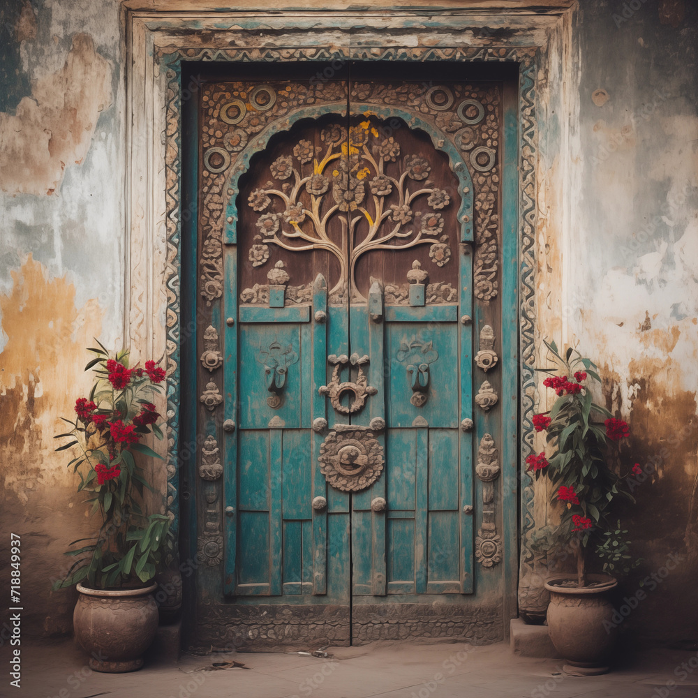 Old ornamental door in India