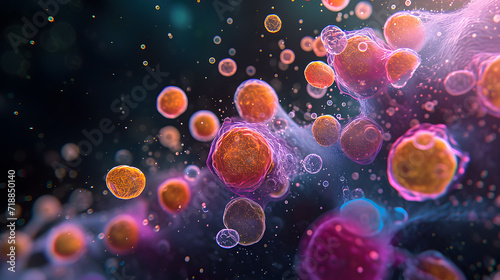 Closeup of 3d microscopic bacteria background. Bacteria, Microbes, Salmonella Bacteria, Bacterial colony