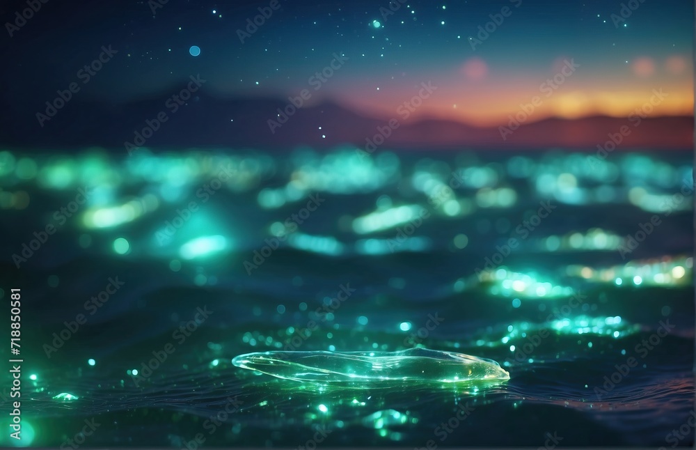 Fototapeta premium Bioluminescent plankton in the sea