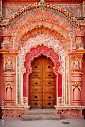 Ornamental door in India photo