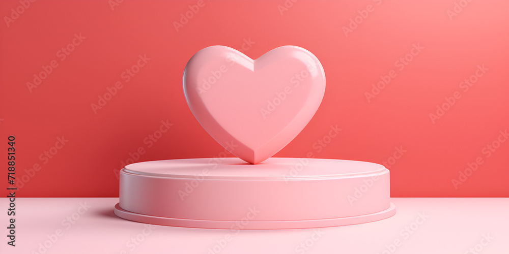 valentines day podium for product placement with love background, 
