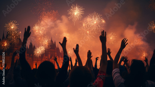 New year celebration with sparkling fireworks