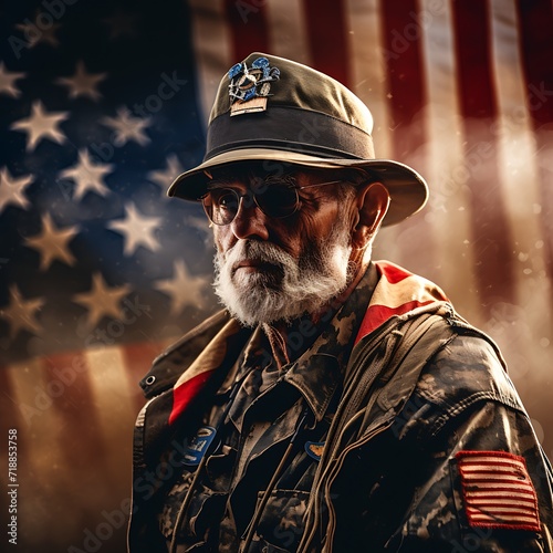 Fototapeta Honoring Our Veterans: A Mid-Air View of a Patriotic Parade