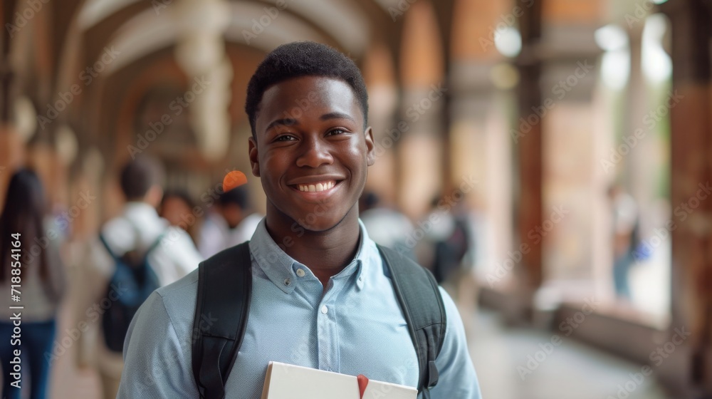 Young African-American student in college Young African-American student in college