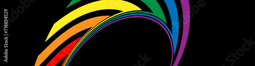 Updated gay pride flag icon. New LGBTQ+ rights symbol. Celebrating pride month - long rainbow pride flag on black background. banner, cover, flyer, brochure, website, poster, card. vector illustration