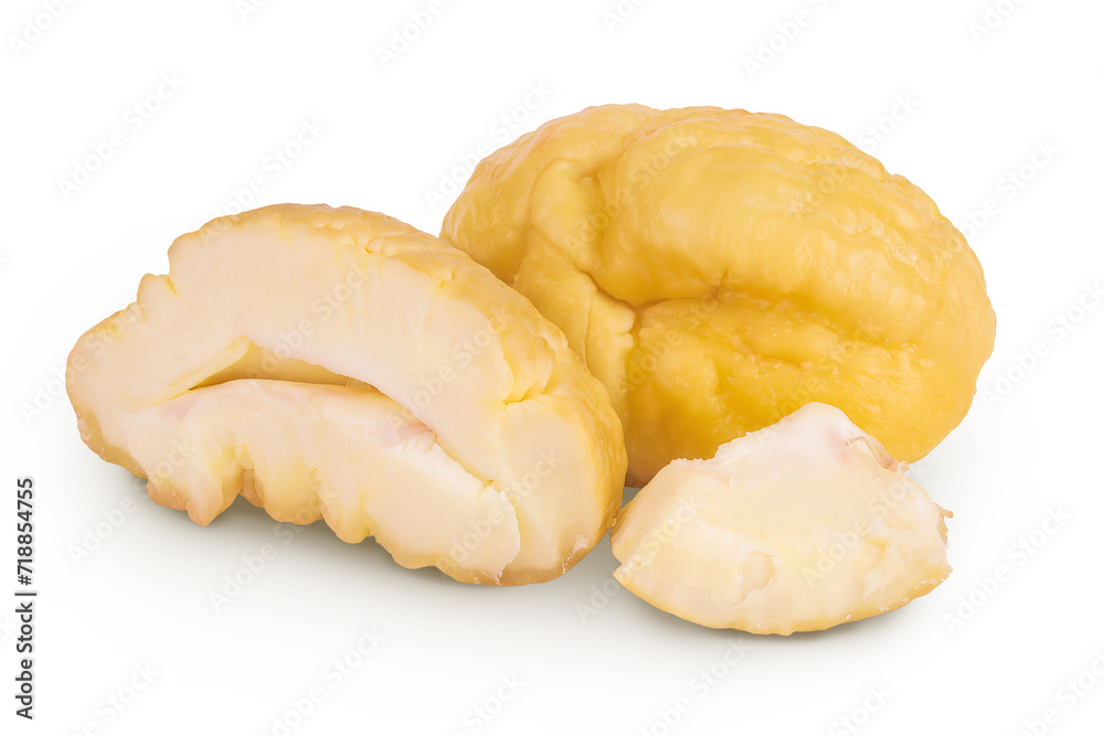 roasted peeled chestnut isolated on white background wit full depth of field. roasted peeled chestnut isolated on white background wit full depth of field.