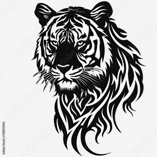 Wallpaper Mural Tiger polynesian style design for tattoo or t-shirt print flat vector generative ai Torontodigital.ca