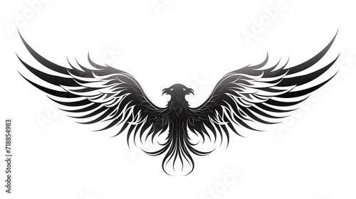 Eagle vector logo tattoo,, flying eagle scratch vector line art design Pro Vector