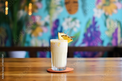 nonalcoholic bar menu featuring a picture of a creamy virgin pina colada