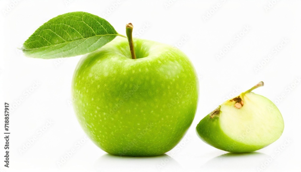 Fresh ripe green apple isolated on white background. Healthy food photography concept. Fresh ripe green apple isolated on white background. Healthy food photography concept.