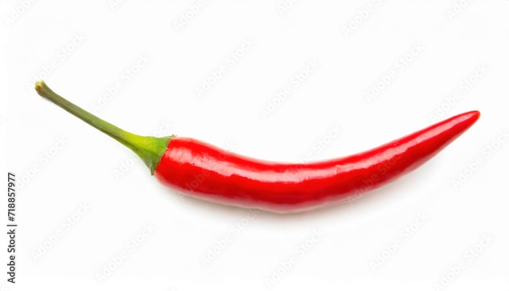 Red hot chili pepper isolated on white background. Healthy food photography concept.