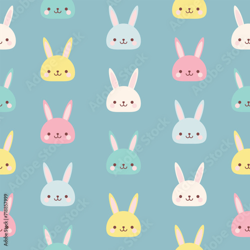 spring easter bunny rabbits cute pastel color seamless pattern vector for decoration invitation greeting birthday party celebration wedding card poster banner textiles wallpaper paper wrap background