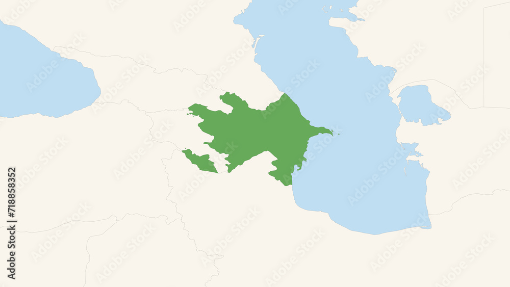 Fototapeta premium Green Azerbaijan Territory On White and Blue World Map