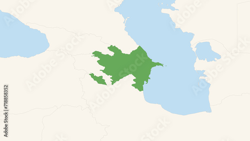 Green Azerbaijan Territory On White and Blue World Map