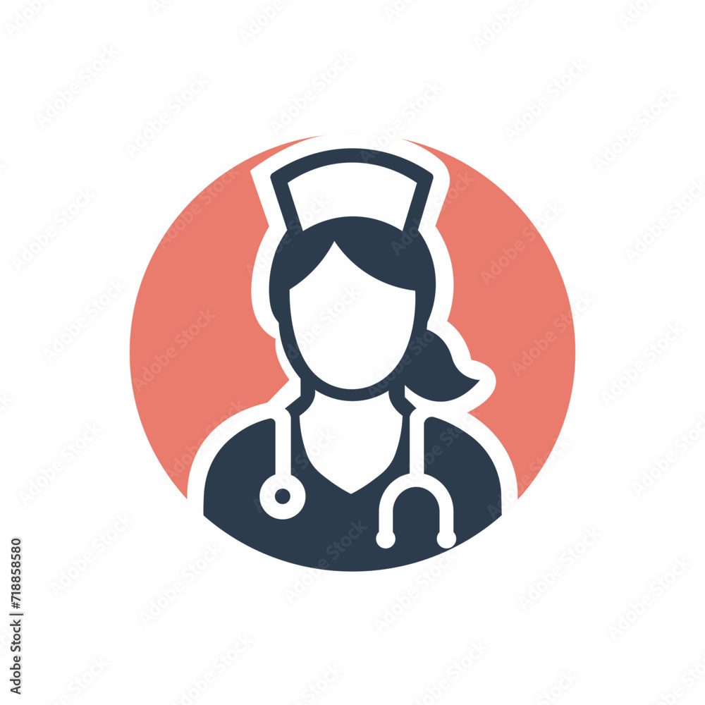 Nurse Icon. Medical assistant with stethoscope and cap for healthcare. Vector illustration