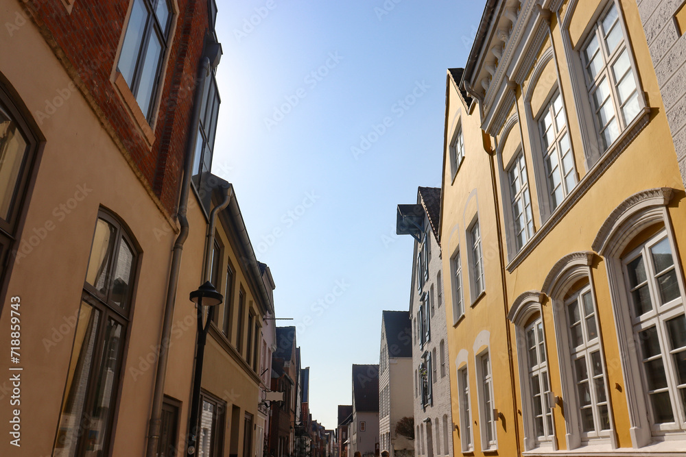 Altstadthäuser in Husum, Deutschland