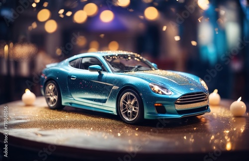 A blue glittering sport car theme